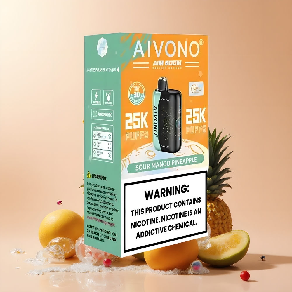 Partihandel Sverige Aivono AIM BOOM 25000 Puffs Sur Mango Ananas 28ml 650mAh 1.2ohm