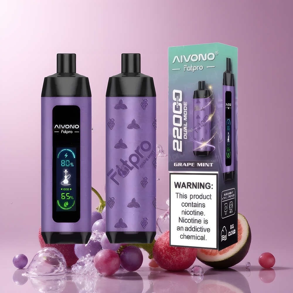 Partihandel Sverige Aivono AIM FATPRO 22000 Puffs E-läkemedel Druva Mynta 0% 28ml 600mAh 0.6ohm Eco/Boost