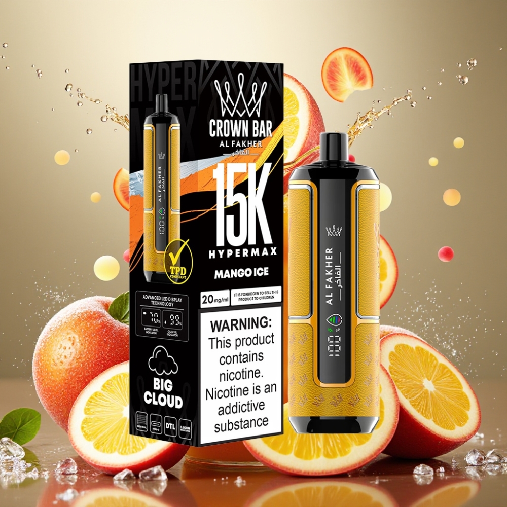 Partihandel Sverige Al Fakher Crown Bar 15K Hypermax Direkt-till-lunga 22ml Mango Is