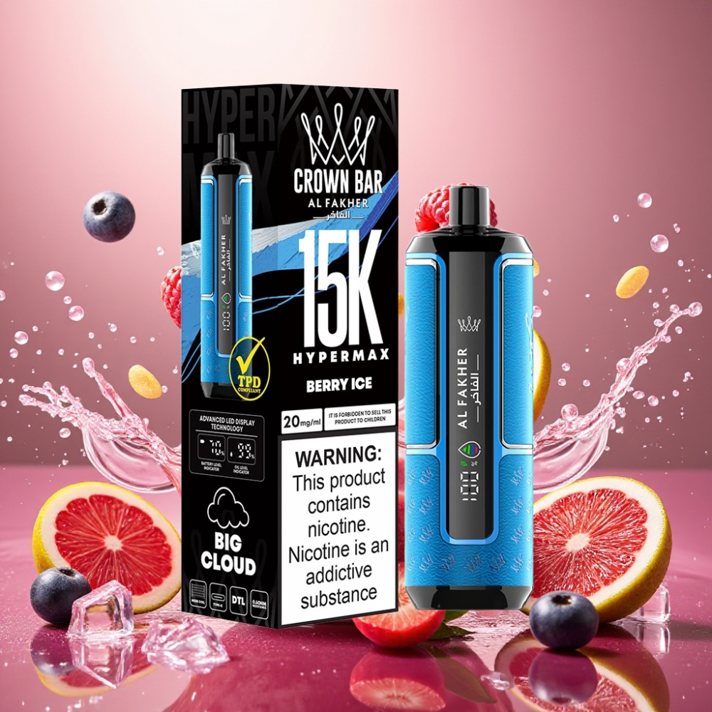 Partihandel Sverige Al Fakher Crown Bar 15K Hypermax Engångs Vape Kit Bär Is 22ml 600mAh
