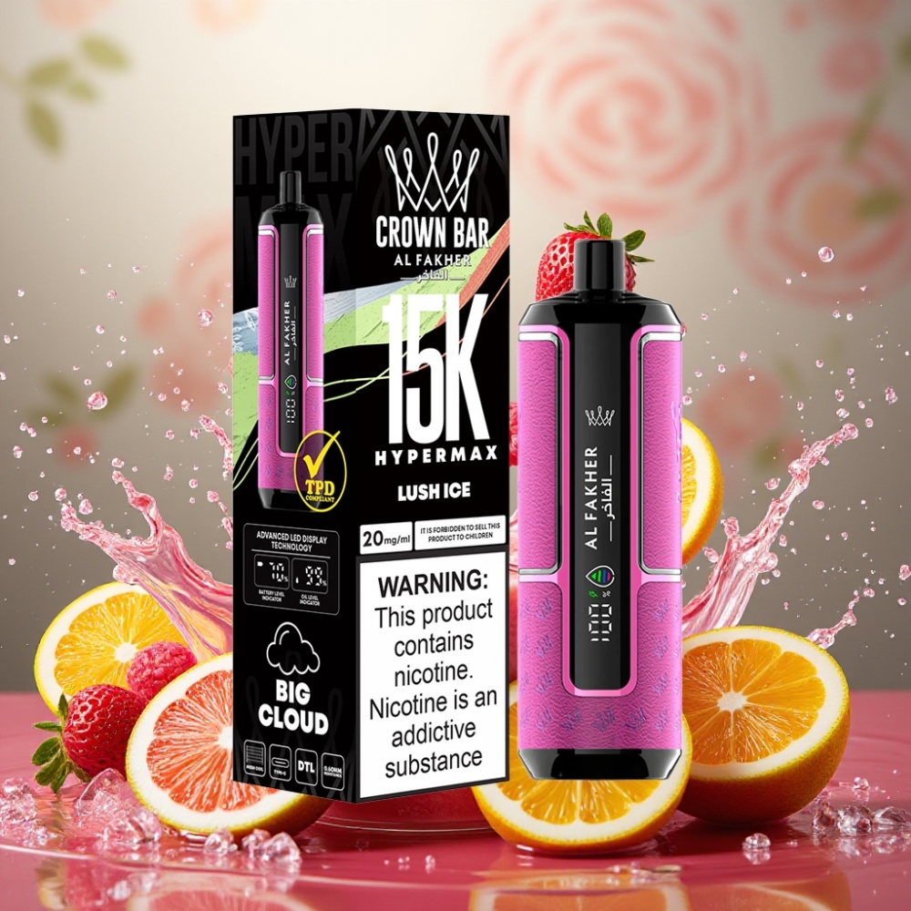 Partihandel Sverige Al Fakher Crown Bar 15K Hypermax Engångs Vape Kit Luch Is 22ml 600mAh Typ-C DTL 20mg