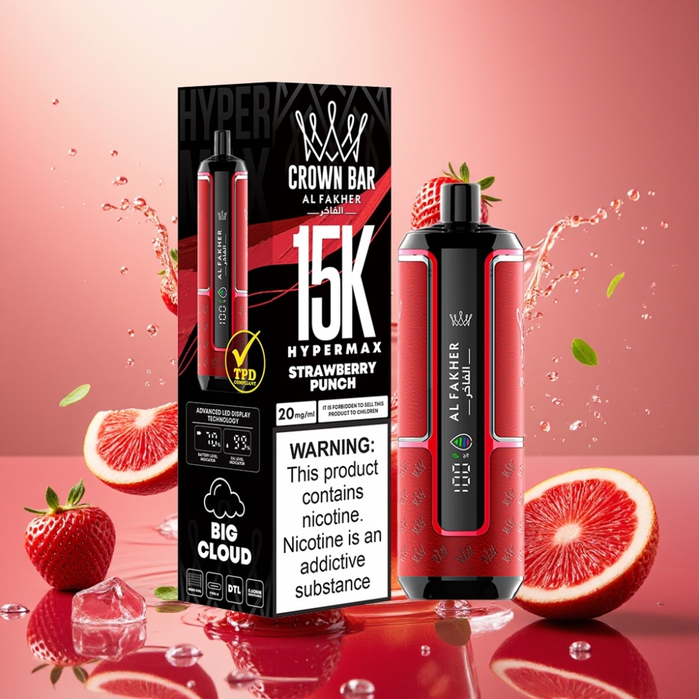Partihandel Sverige Al Fakher Crown Bar 15K Hypermax Jordgubbssmäll Direkt-till-lunga 22ml 600mAh