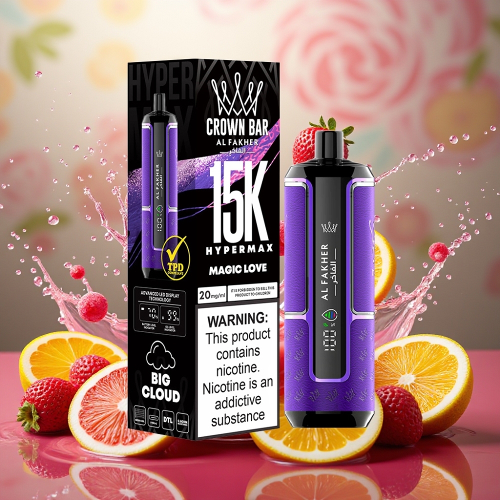 Partihandel Sverige Al Fakher Crown Bar 15K Hypermax Magic Kärlek 22ml 600mAh Typ-C DTL 20mg