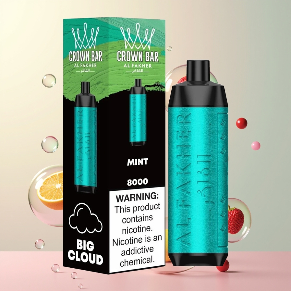 Partihandel Sverige Al Fakher Crown Bar 8000 Mynta 18ml 5mg 600mah 0.6ohm USB-C
