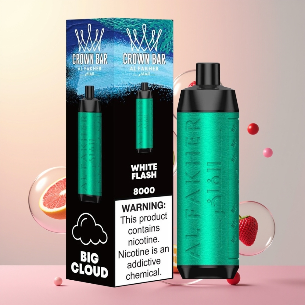 Partihandel Sverige Al Fakher Crown Bar 8000 Vit Blink 18ml 5mg 600mAh USB-C 0.6ohm
