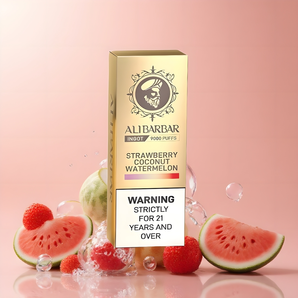 Partihandel Sverige Alibarbar Ingot 9000 Puffs Engångs Vape Jordgubb Kokosnatt Vattenmelon 22ml 2350mAh