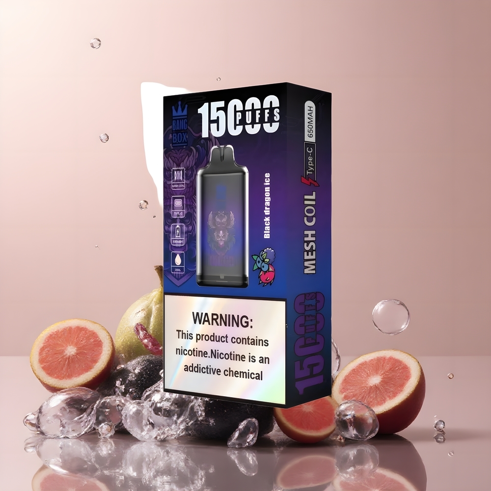 Partihandel Sverige Bang Box King 15000 23ml Svart Drake Is 0%/2%/3%/5% 650mAh TYPE-C 1x10