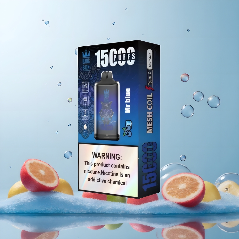 Partihandel Sverige Bang Box King 15000 Puffs Engångs Vape Herr Blå 23ml 5% TYPE-C