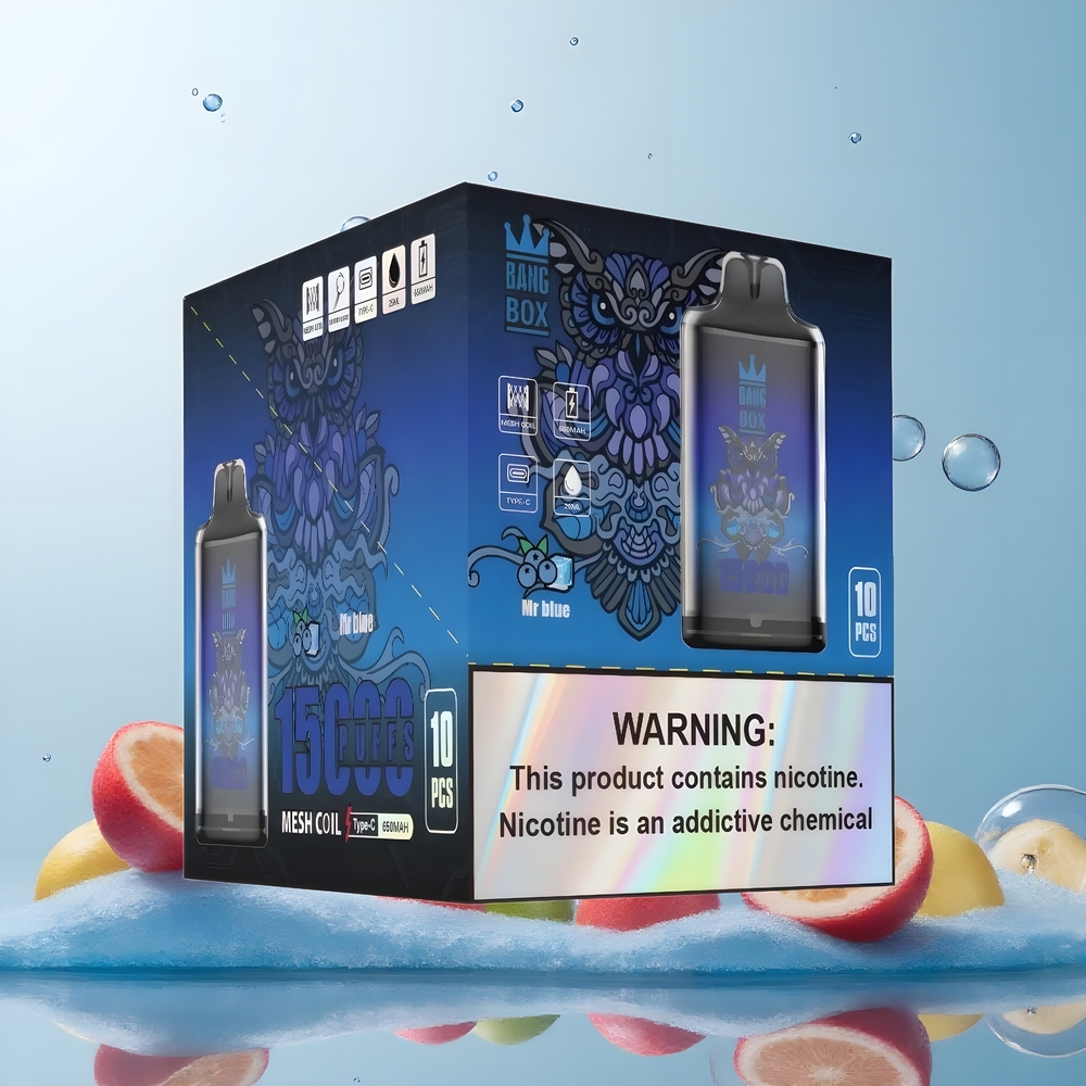 Partihandel Sverige Bang Box King 15000 Puffs Engångs Vape Herr Blå 23ml 5% TYPE-C