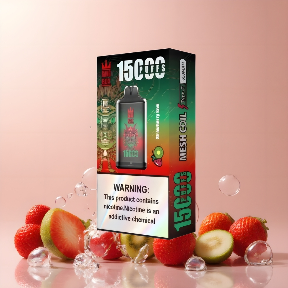 Partihandel Sverige Bang Box King 15000 Puffs Engångs Vape Jordgubb Kiwi 23ml 5% TYPE-C