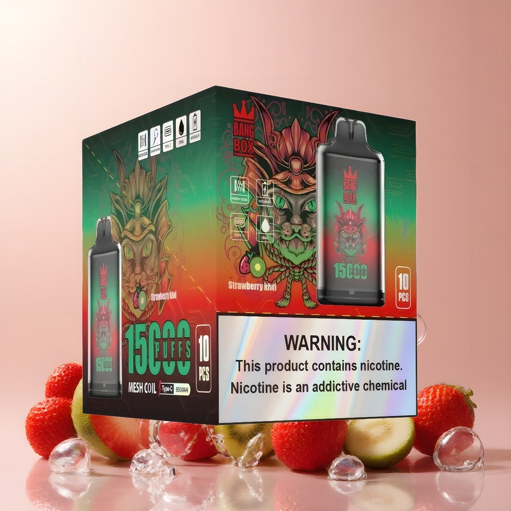 Partihandel Sverige Bang Box King 15000 Puffs Engångs Vape Jordgubb Kiwi 23ml 5% TYPE-C