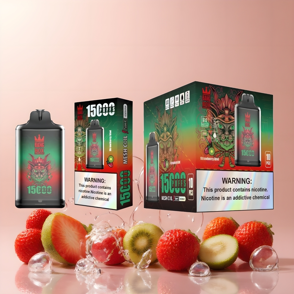 Partihandel Sverige Bang Box King 15000 Puffs Engångs Vape Jordgubb Kiwi 23ml 5% TYPE-C