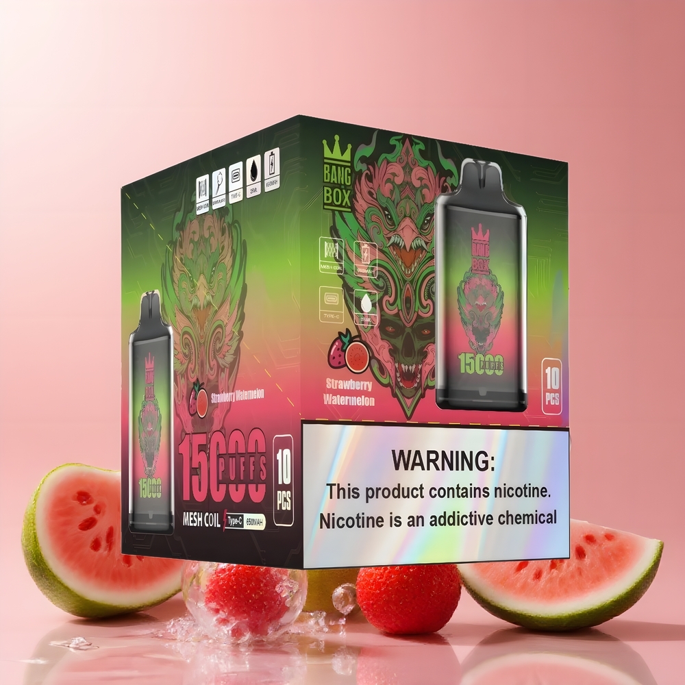 Partihandel Sverige Bang Box King 15000 Puffs Engångs Vape Jordgubb Vattenmelon 23ml 5% TYPE-C
