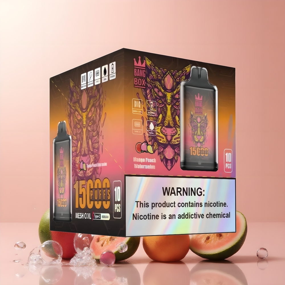 Partihandel Sverige Bang Box King 15000 Puffs Engångs Vape Mango Persika Vattenmelon 23ml 650mAh
