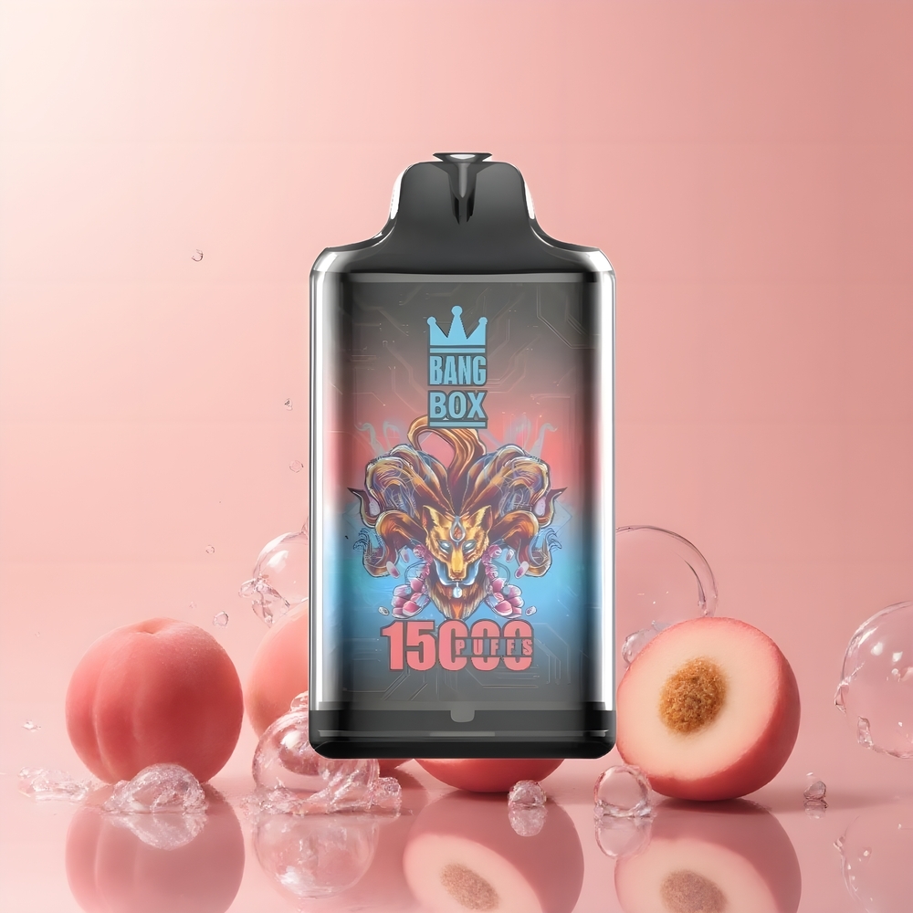 Partihandel Sverige Bang Box King 15000 Puffs Engångs Vape Persika Is 23ml 5% 650mAh TYPE-C