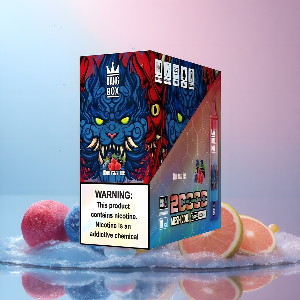Partihandel Sverige Bang Box King 20000 Puffs Engångs Vape Blå Hallon Is 35ml Mesh Coil
