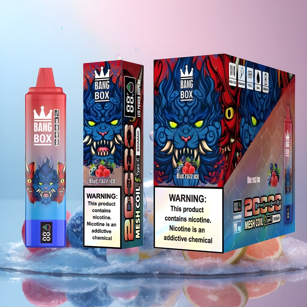 Partihandel Sverige Bang Box King 20000 Puffs Engångs Vape Blå Hallon Is 35ml Mesh Coil