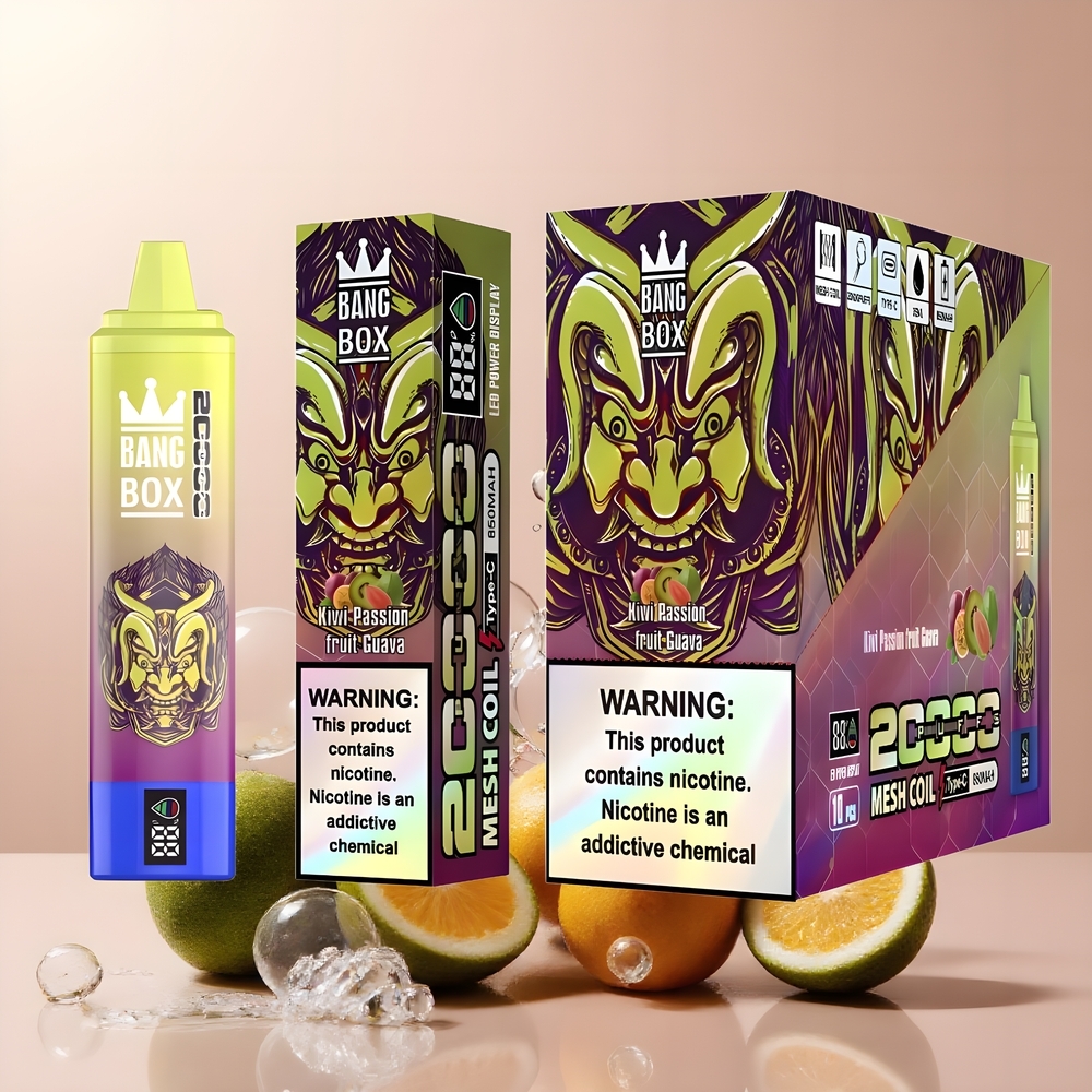 Partihandel Sverige Bang Box King 20000 Puffs Vape Kiwi Passionsfrukt Guava 35ml 850mAh Mesh