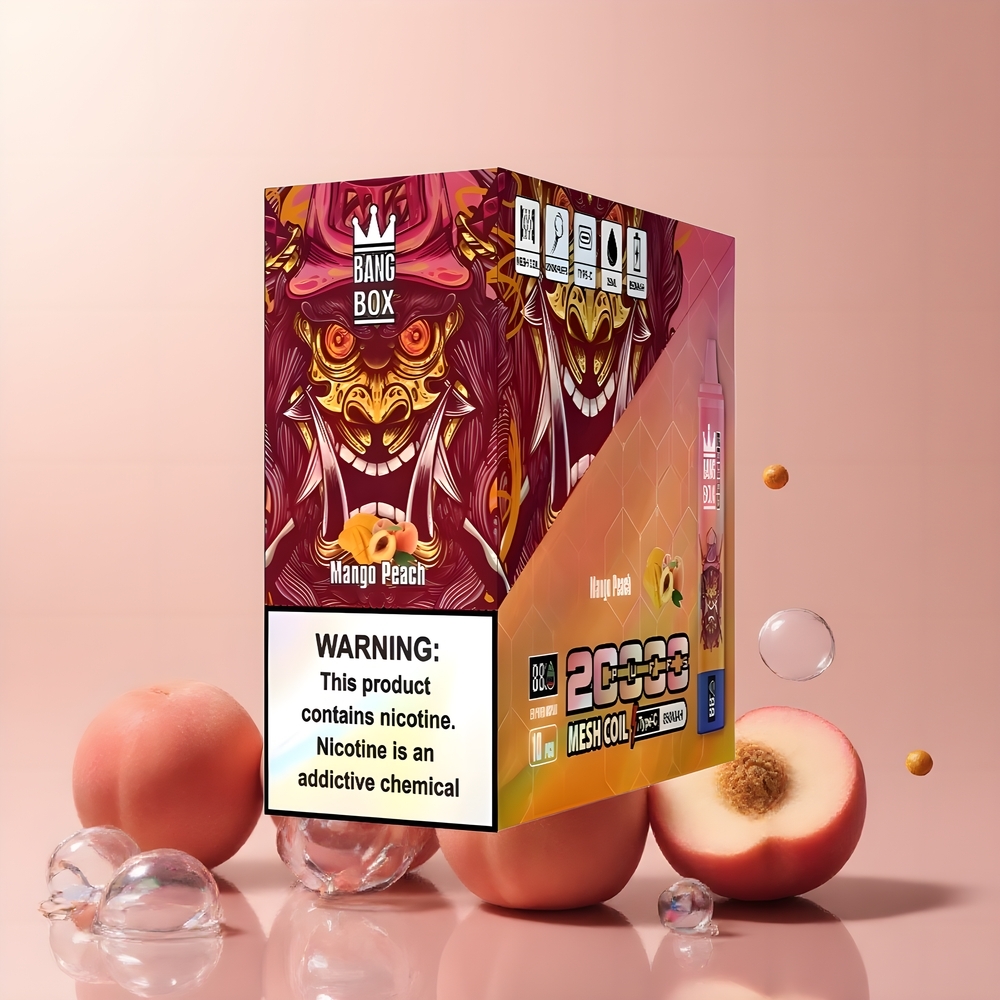 Partihandel Sverige Bang Box King 20000 Puffs Vape Mango Persika 35ml Mesh Coil