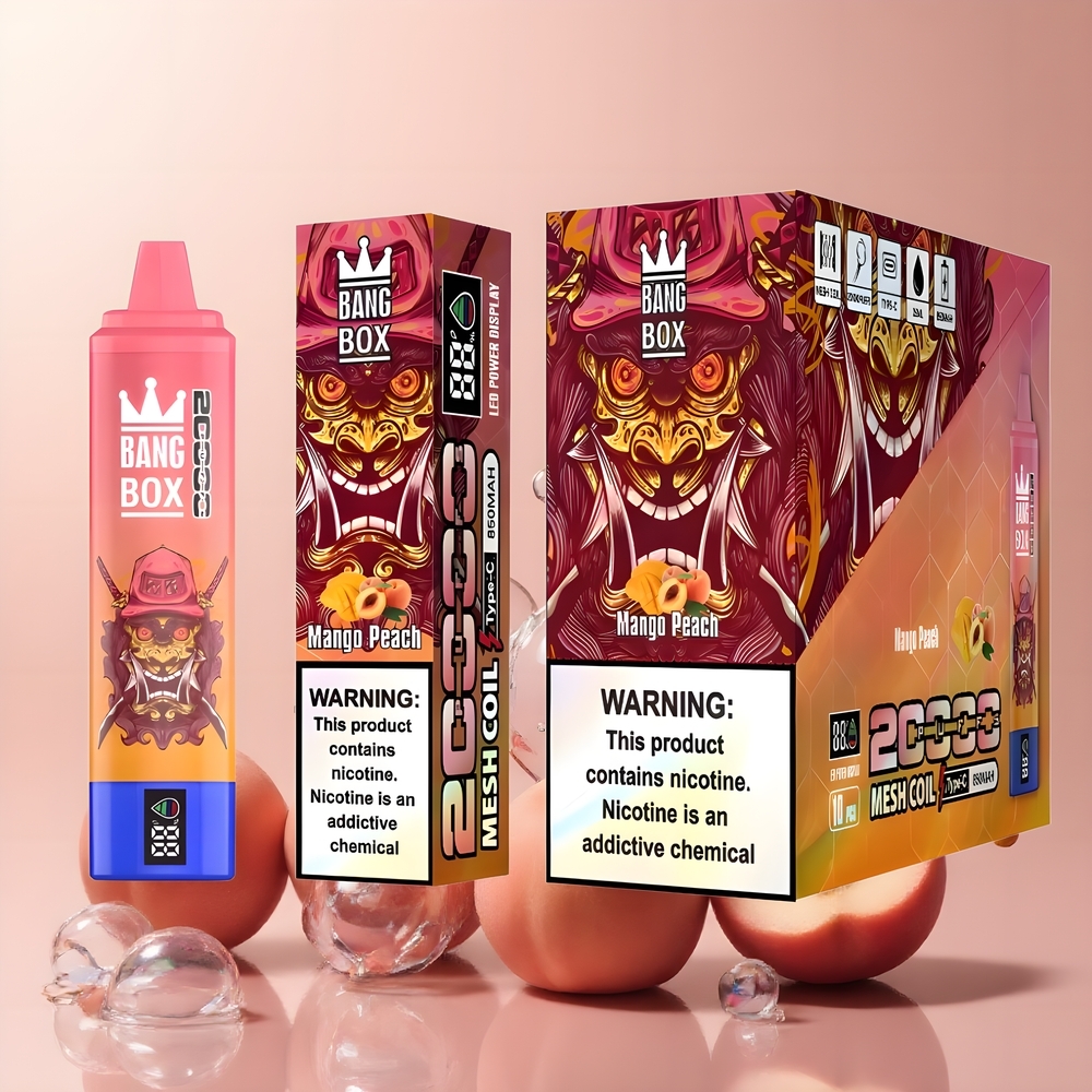 Partihandel Sverige Bang Box King 20000 Puffs Vape Mango Persika 35ml Mesh Coil