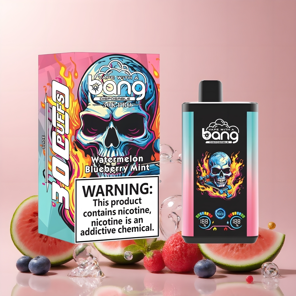 Partihandel Sverige Bang 30K Pro 30000 Puffs Vattenmelon & Blåbärsmint Dual-Flavor 36ml