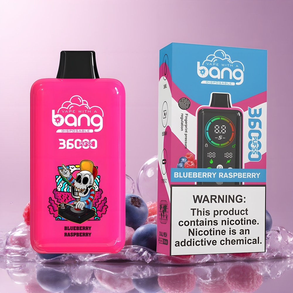 Partihandel Sverige Bang 36000 Power Engångs Vape Blåbär Hallon 36ml 850mAh