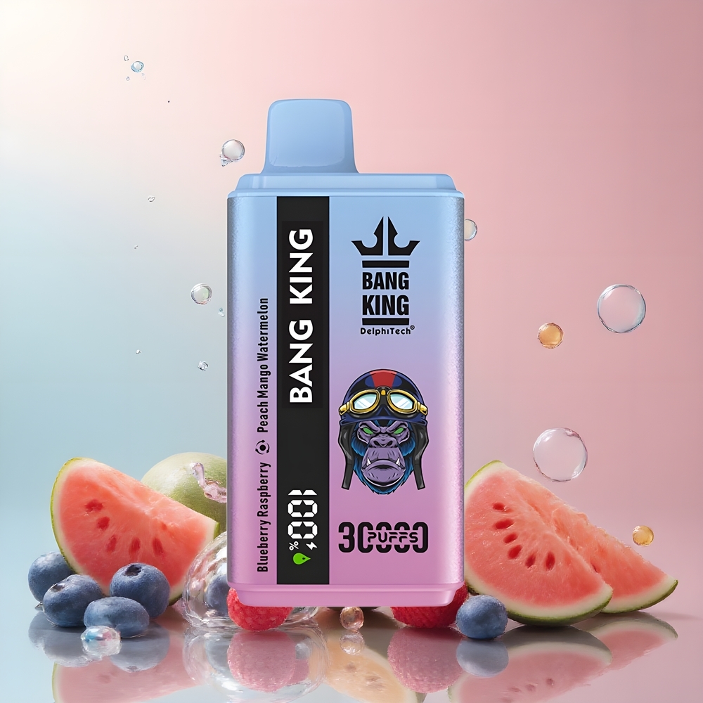 Partihandel Sverige Bang King 30000 Puffs 36ml 550mAh 1.2 Mesh Dual Coil Type-C Blåbär Hallon Persika Mango Vattenmelon