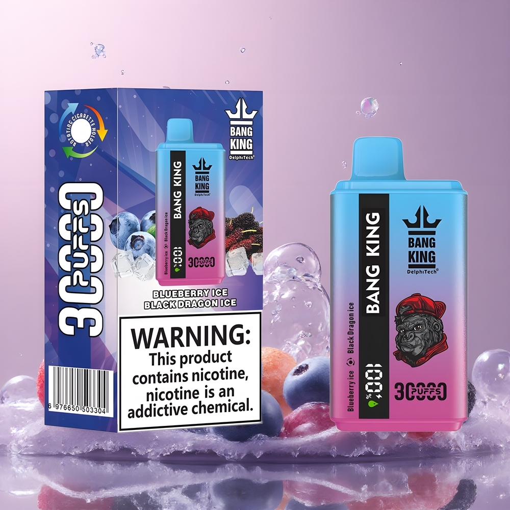 Partihandel Sverige Bang King 30000 Puffs 36ml 550mAh Blåbär Is Svart Drake Is
