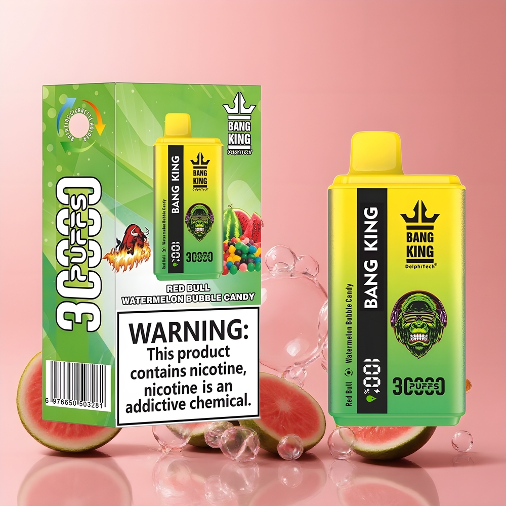 Partihandel Sverige Bang King 30000 Puffs 36ml Röd Tjur Vattenmelon Bubbla Godis Typ-C