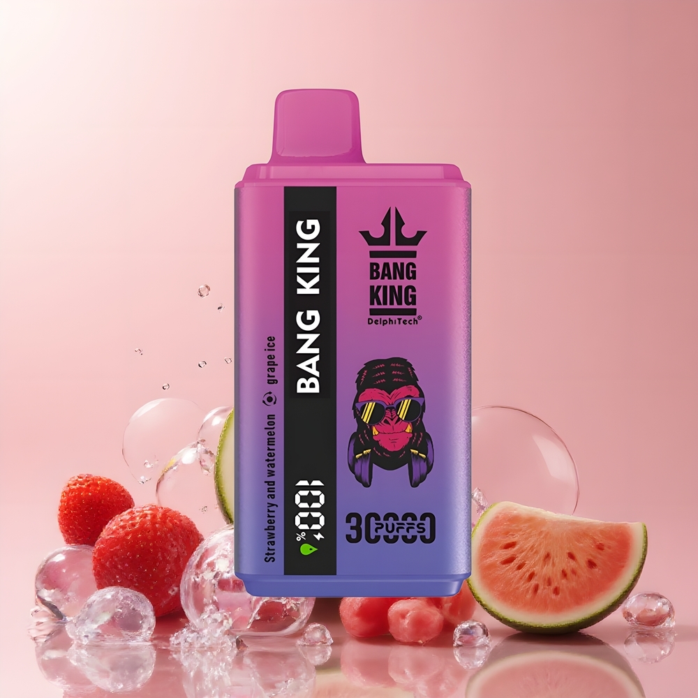 Partihandel Sverige Bang King 30000 Puffs Jordgubb & Vattenmelon Druva Is 36ml 550mAh 1.2 Mesh Dual Coil Type-C