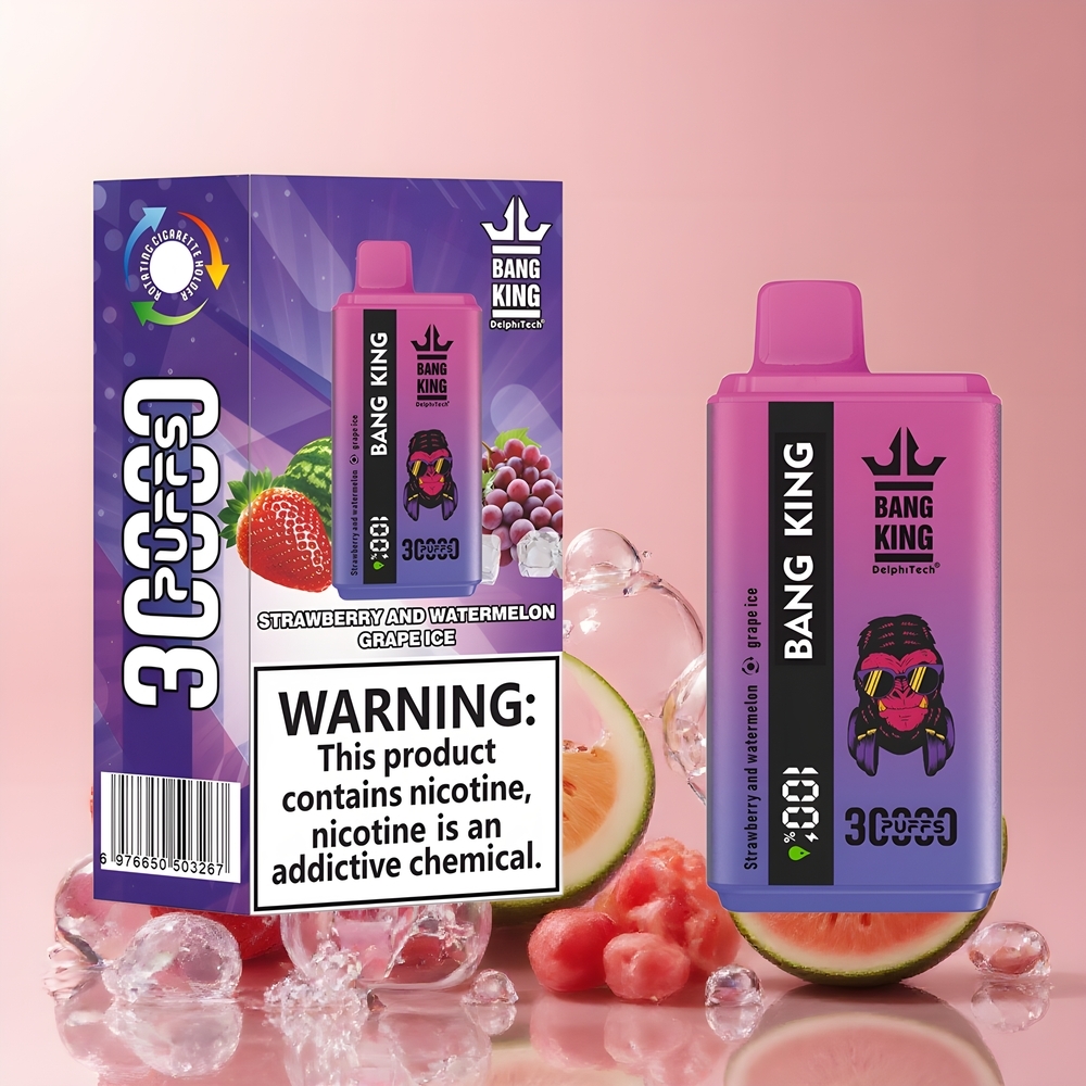 Partihandel Sverige Bang King 30000 Puffs Jordgubb & Vattenmelon Druva Is 36ml 550mAh 1.2 Mesh Dual Coil Type-C