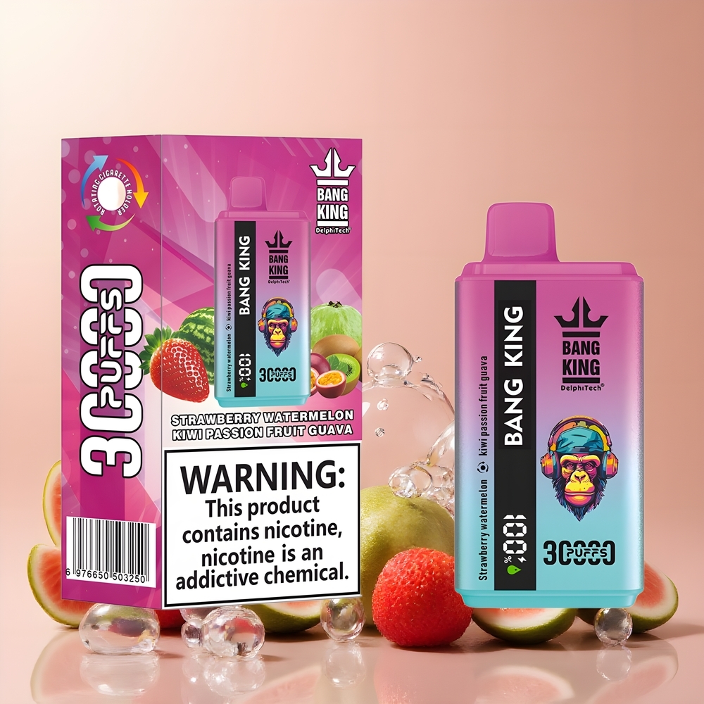 Partihandel Sverige Bang King 30000 Puffs Jordgubb Vattenmelon Kiwi Passionsfrukt Guava 36ml 550mAh Type-C