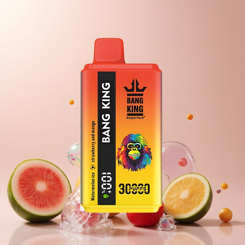 Partihandel Sverige Bang King 30000 Puffs Vattenmelon Is Jordgubb Och Mango 36ml 550mAh 1.2 Mesh Dual Coil Type-C