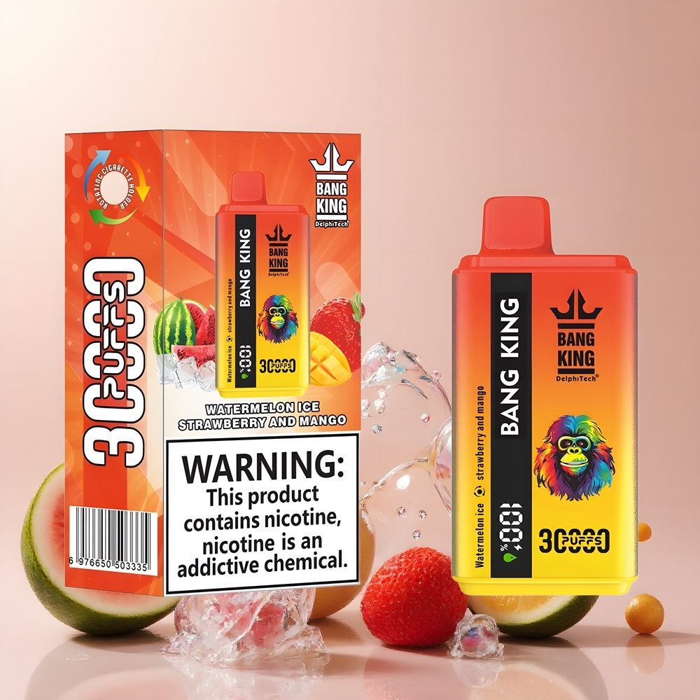 Partihandel Sverige Bang King 30000 Puffs Vattenmelon Is Jordgubb Och Mango 36ml 550mAh 1.2 Mesh Dual Coil Type-C