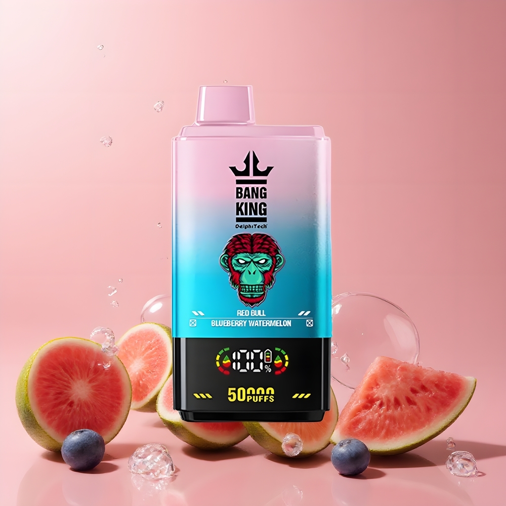 Partihandel Sverige Bang King 50000 50ml 850mAh Röd Tjur Blåbär Vattenmelon