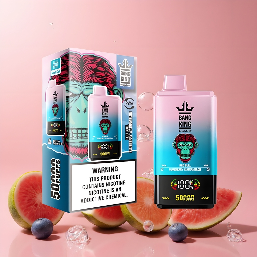 Partihandel Sverige Bang King 50000 50ml 850mAh Röd Tjur Blåbär Vattenmelon