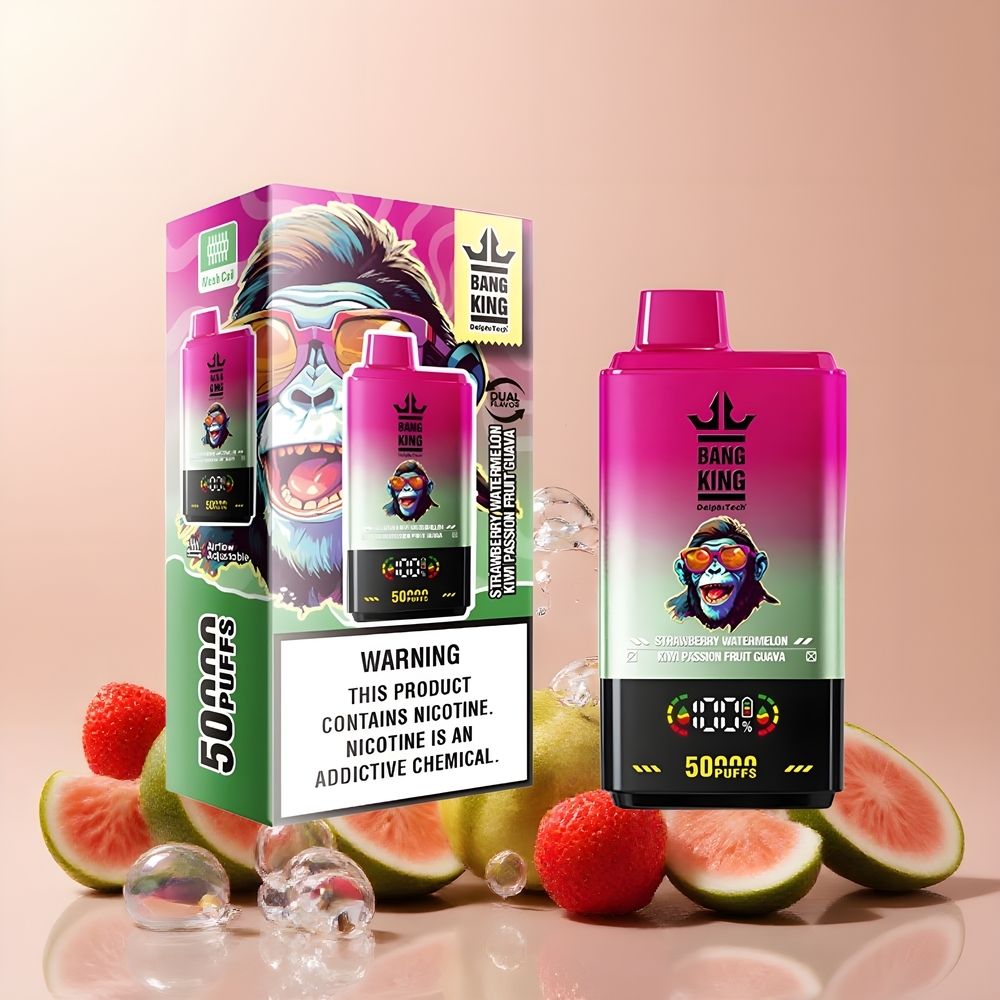 Partihandel Sverige Bang King 50000 Jordgubb Vattenmelon Kiwi Passionsfrukt Guava 50ml 850mAh Type-C