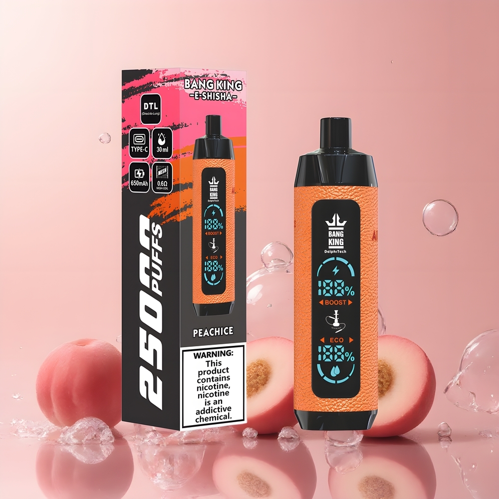 Partihandel Sverige Bang King Shisha 25000 Puffs 30ml Persika Is Type-C 650mAh
