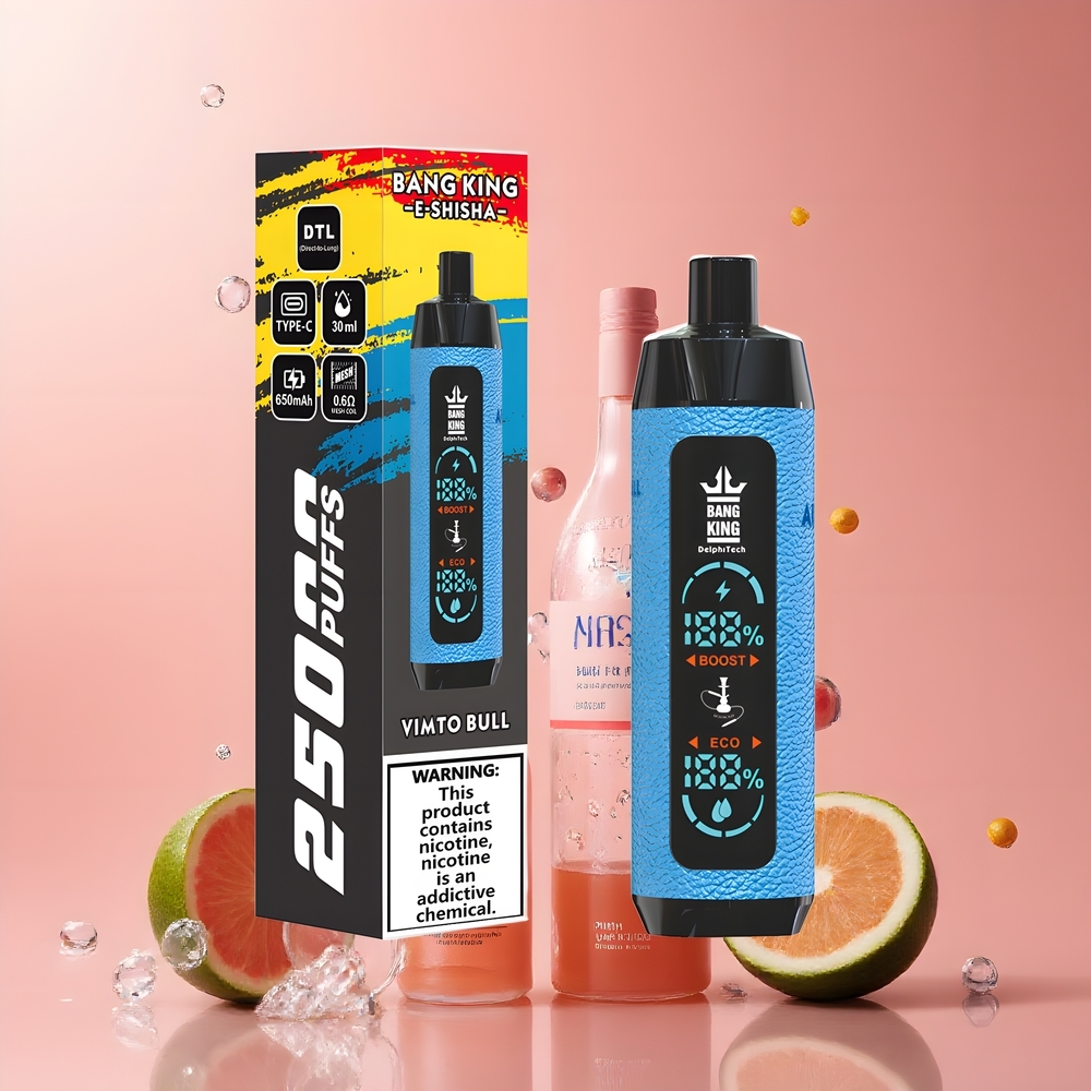 Partihandel Sverige Bang King Shisha 25000 Puffs 30ml Vimto Tjur Type-C