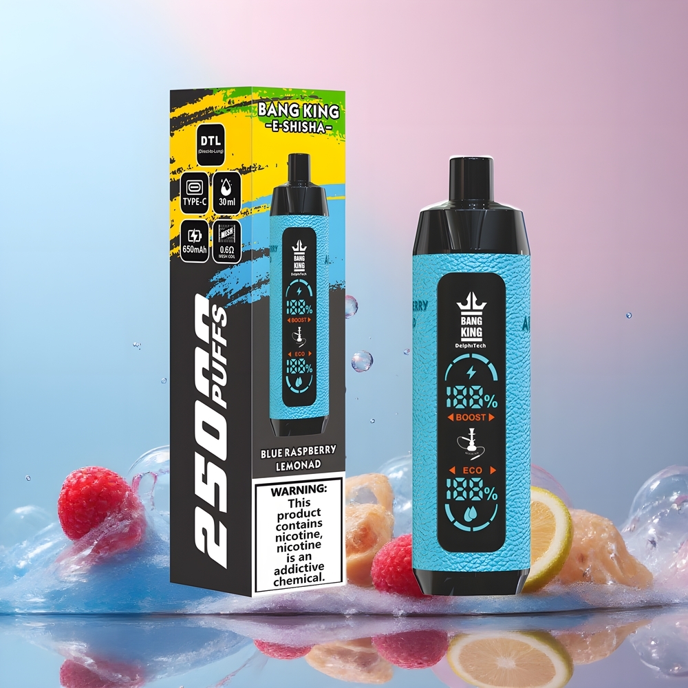 Partihandel Sverige Bang King Shisha 25000 Puffs Blå Hallon Citron 30ml