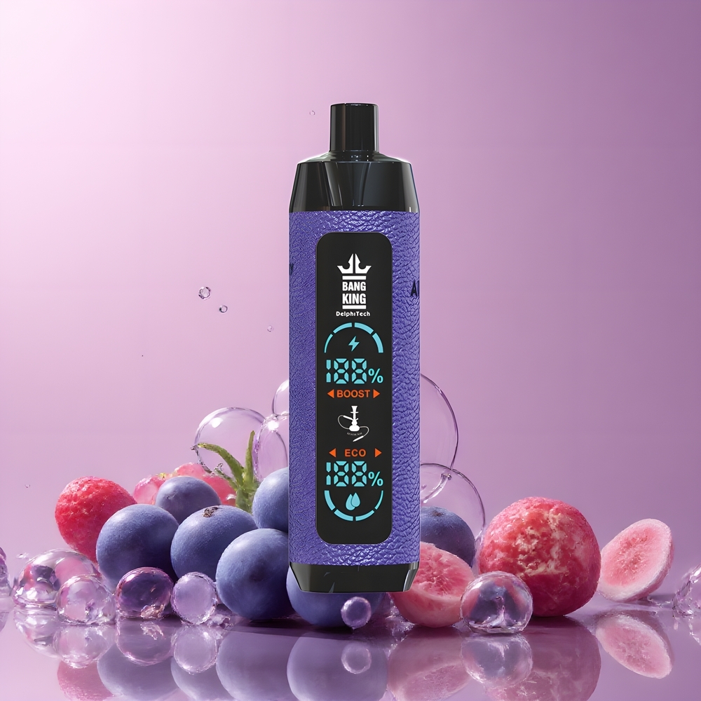 Partihandel Sverige Bang King Shisha 25000 Puffs Blåbär Druva 30ml 650mAh Mesh 0.6 Ohm Type-C