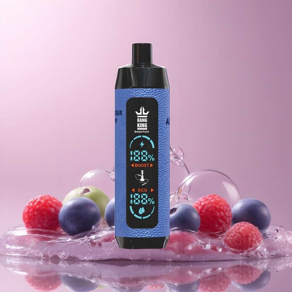 Partihandel Sverige Bang King Shisha 25000 Puffs Blåbär Sur Hallon 30ml 650mAh Mesh Coil