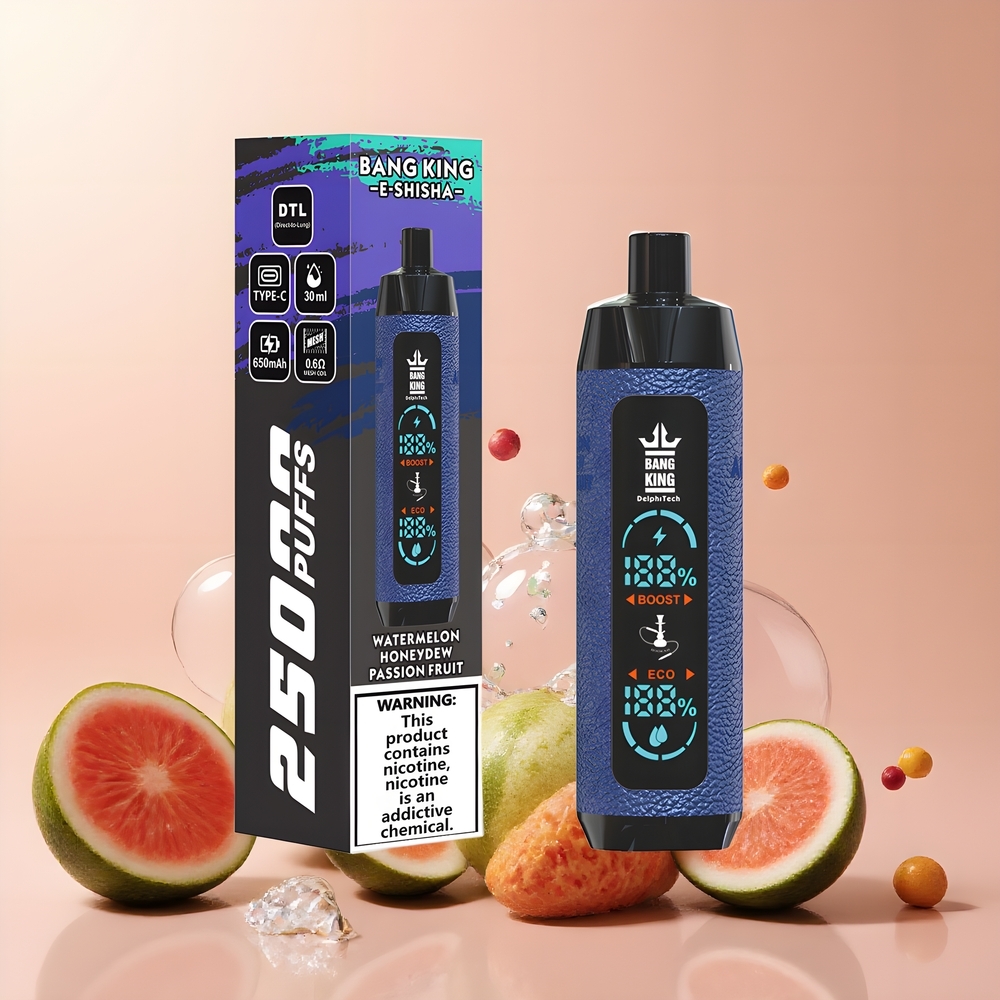 Partihandel Sverige Bang King Shisha 25000 Puffs Vattenmelon Honungsmelon Passionsfrukt 30ml 650mAh Type-C