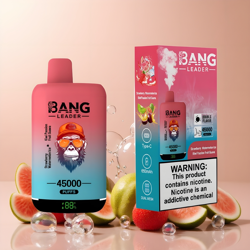 Partihandel Sverige Bang Leader 45000 Puffar 5% Nikotin Smart Skärm Jordgubb Vattenmelon Kiwi Passionsfrukt Guava