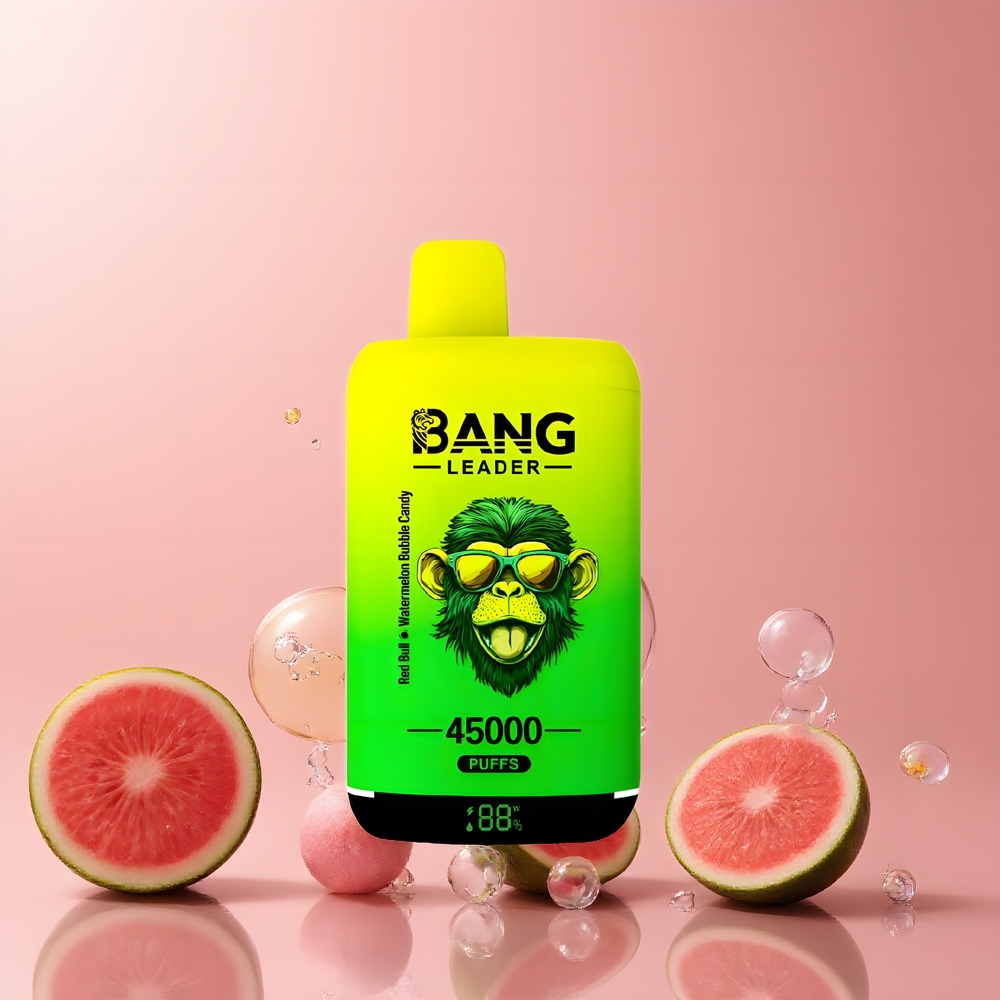 Partihandel Sverige Bang Leader 45000 Puffs Dual Smak Röd Tjur Vattenmelon Bubbla Godis Smart Skärm