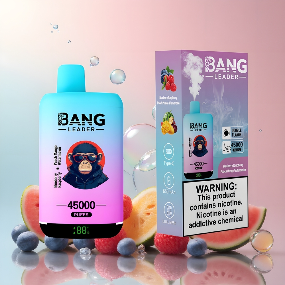 Partihandel Sverige Bang Leader 45000 Puffs Smart Skärm Blåbär Hallon Persika Mango Vattenmelon