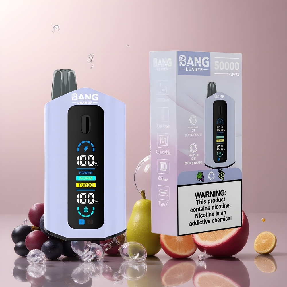 Partihandel Sverige Bang Leader 50000 Puffs 13400mAh Svart Vinbär Grön Vinbär