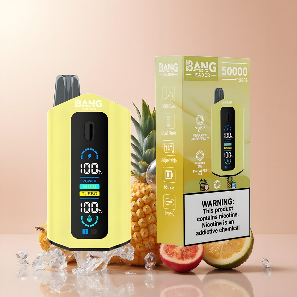Partihandel Sverige Bang Leader 50000 Puffs Ananas Passionfrukt Ananas Is 13400mAh Typ-C