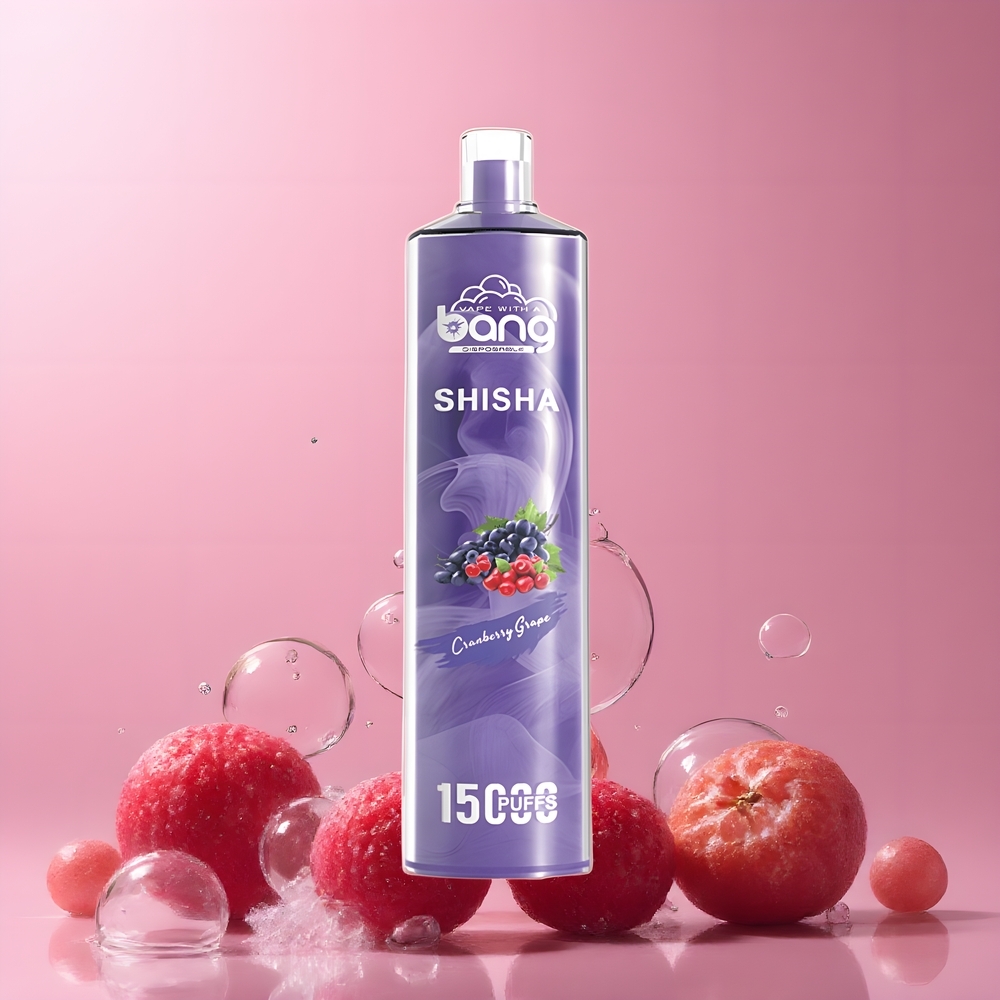 Partihandel Sverige Bang Shisha 15000 Puffs 23ml Typ-C Laddning Tranbär Druva
