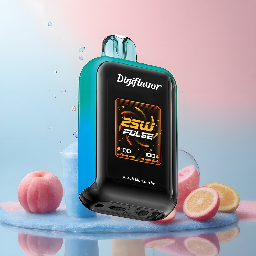 Partihandel Sverige Digiflavor SKY 25000 Puffs USB-C Blå Slushy Peach Dual Mesh Coil
